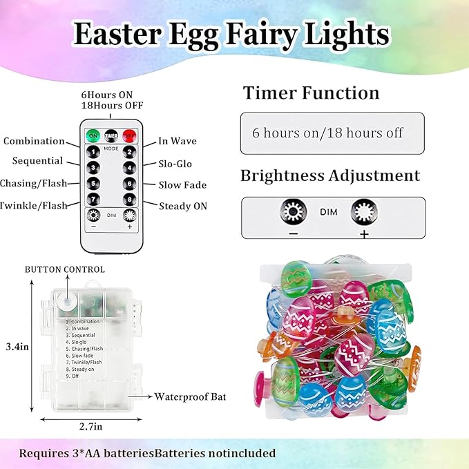 Easter Decorations Easter Egg Lights, Pastel Fairy Lights Battery Operated