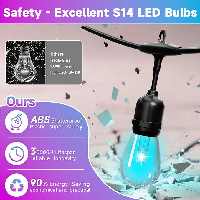 RGB Safety String Lights 150FT