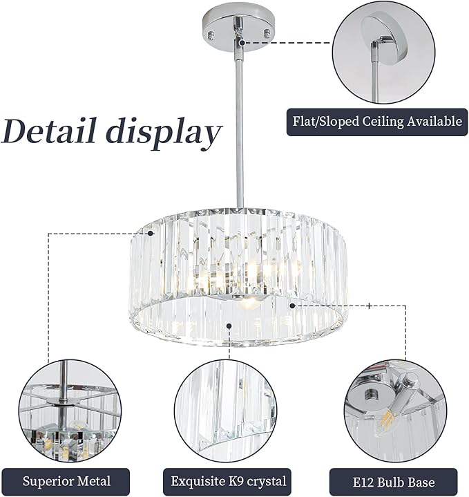 3-Light Modern Crystal Chandelier