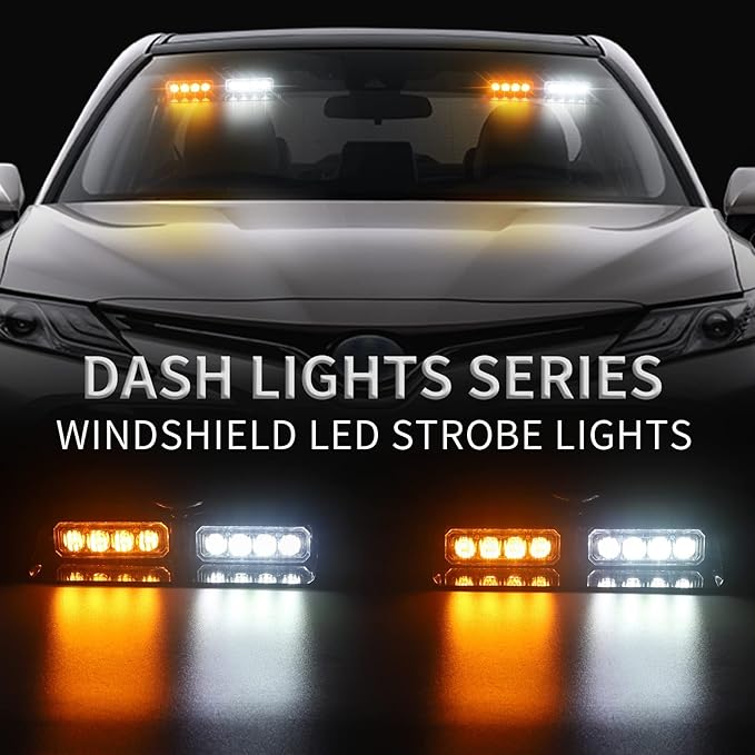 XRIDONSEN 2 in 1 Emergency Dash Strobe Lights Interior Windshield Lights Amber