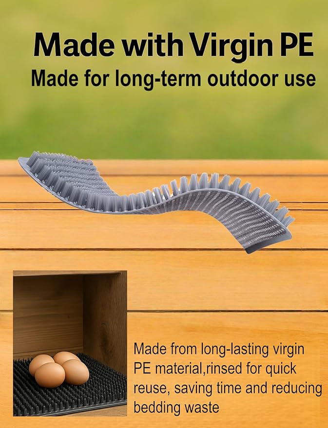 6-Pack Washable Chicken Nesting Pads for Chicken Coop, 13x11in Reusable Nest Box Liners, Trim-to-Fit Open-Grid Bedding for Cleaner Eggs, Heavy-Duty Poultry Supplies (Black)