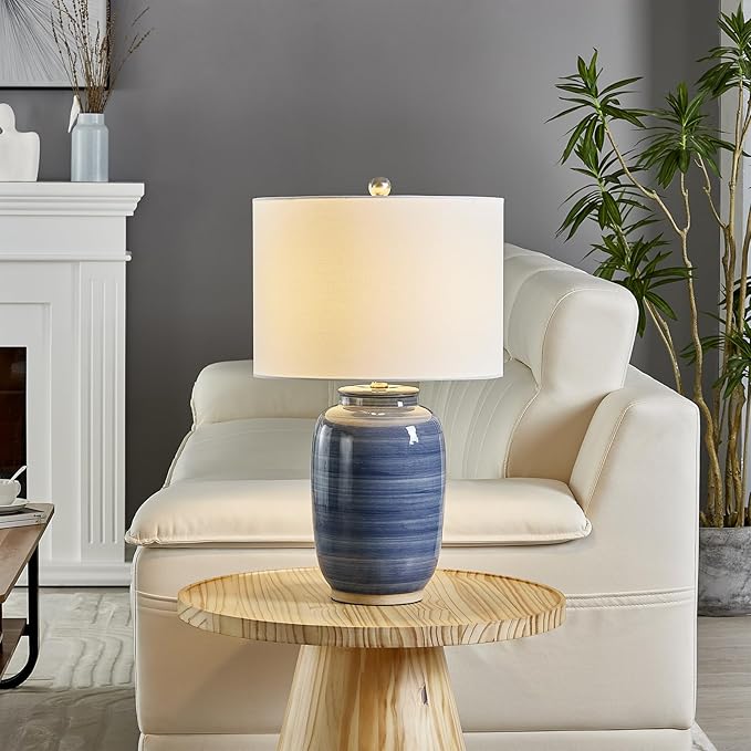 Maxax 25" Blue Table Lamp for Living Room, Modern Ceramic Lamp