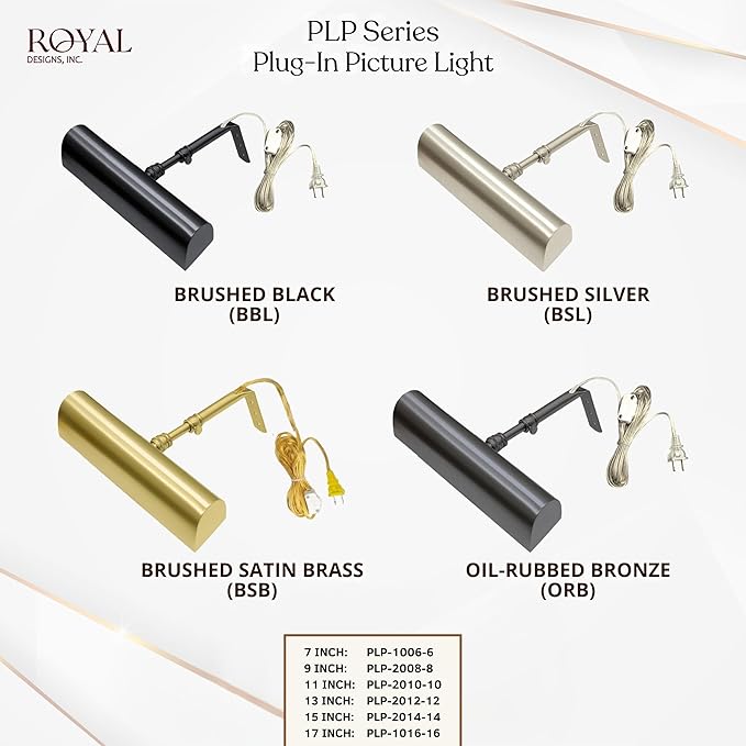 Royal Designs, Inc. Plug-in Picture Light, Gallery Lighting, 12 ft Cord