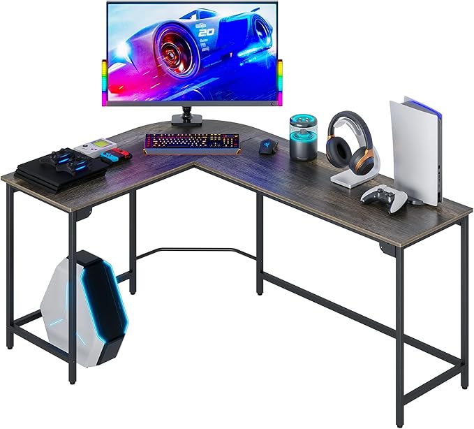 Teraves Modern L Shaped Gaming Desk 66'' Corner Computer Desk for Home Office Gaming Table Study Writing Workstation for Small Space, Easy to Assemble