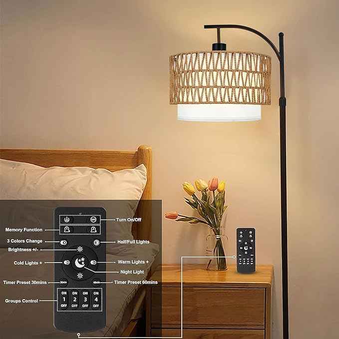 Arc Floor Lamp for Living Room Boho Floor Lamps