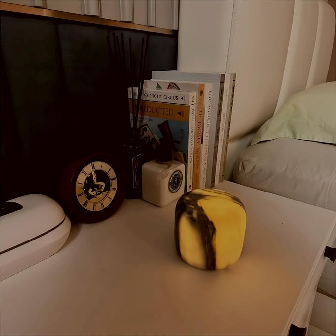 Marble Pattern LED Table Lamp, Touch Bedside Table Lamps Modern Small Lamp