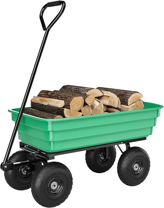 All-Terrain Garden Dump Cart with Removable Bed | 1200Lb Heavy Duty Utility Wagon for Yard Work | 180° Pivoting Handle for Easy Control | Hauls Soil, Plants, Tools with Ease