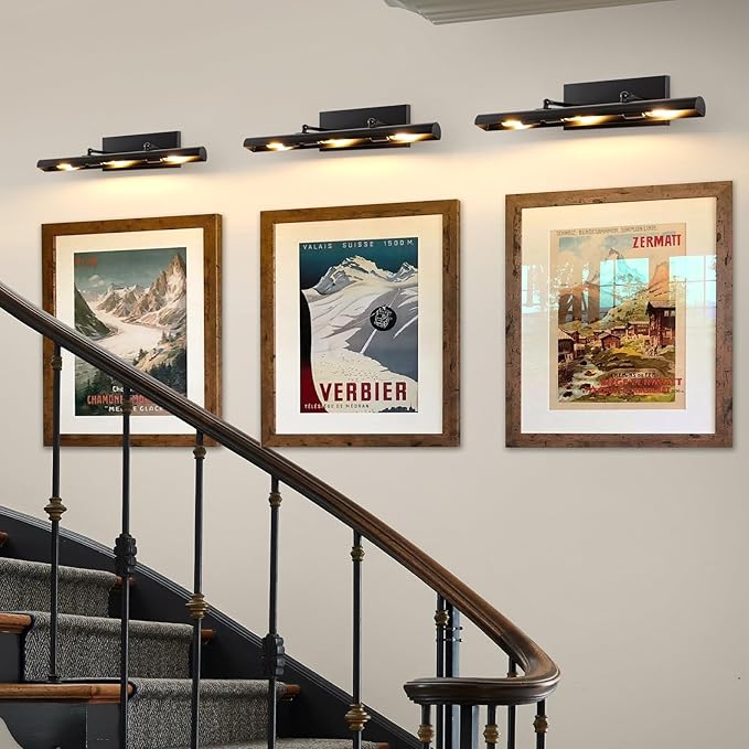 BELS Picture Lights for Wall Hardwired, 3-Light 2700k, Non-Dimmable, 270°