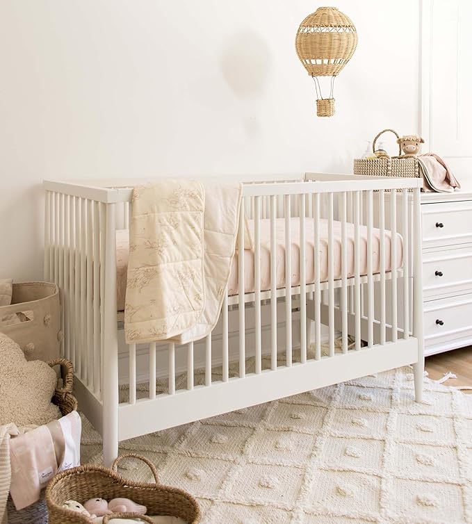 Burt's Bees Baby Reversible Blanket, Nursery, Stroller & Tummy-Time Organic Jersey Cotton Quilted Infant & Toddler Bedding