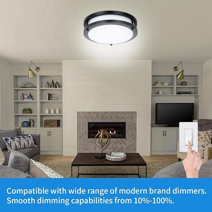 Drosbey 48W Dimmable LED Ceiling Light Fixture, 13.2in Flush Mount Light Fixture