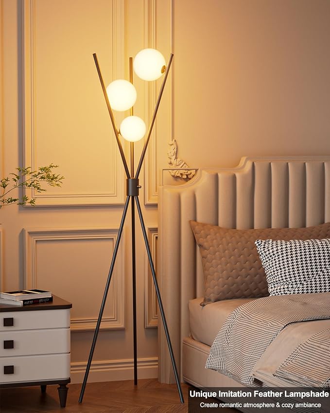 3 Globe Dimmable Tripod Floor Lamp, Mid Century Standing Lamps