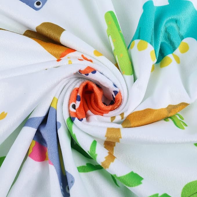 Baby Blanket for Boys Girls Soft Minky with Double Layer Dotted Backing, Dinosaur Printed 30 x 40 Inch Receiving Blanket