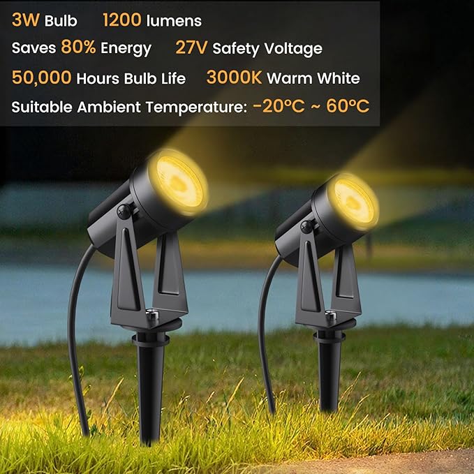 Low Voltage Landscape Lighting, 4 Pack Outdoor LED Landscape Spotlights