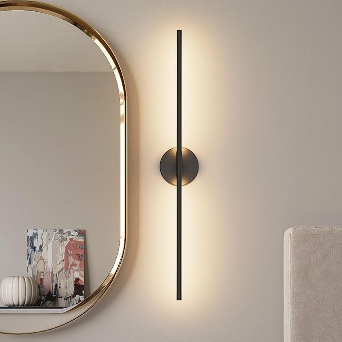 Modern Wall Sconce for Bathroom & Bedroom - 33In Black Vanity Light Fixture -