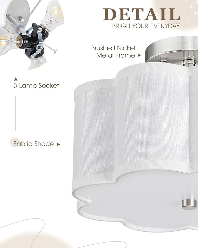 Semi Flush Mount Ceiling Lights, 3-Light 13" Ceiling Light Fixtures