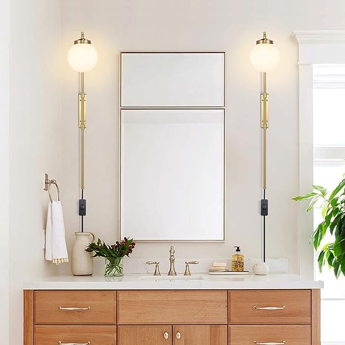 ELEHINSER Gold Wall Sconces Set of 2