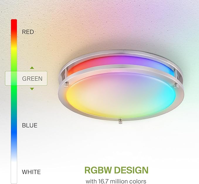 ASD LED 14" Round Flush Mount Lighting, Close to Ceiling Light Fixture | Smart