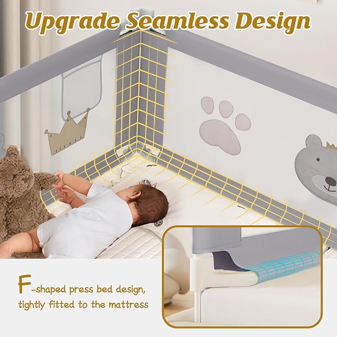 Height Adjustable Bed Rail for Toddlers, Kids Safety Baby Bed Rail for Twin/Full/King/Queen Size Bed (1 Side, 59 Inch)