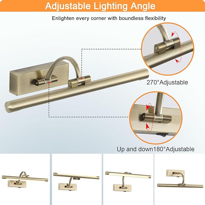 LED Picture Lights for Wall Rechargeable, Battery Operated Art Light for