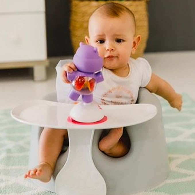 Bumbo Baby Floor Seat, Portable Infant Sit Up Activity & Eating Chair with Tray Accessory, Cool Grey - Feeding and Sitting Lounger for Babies and Infants Ages 3 to 12 Months
