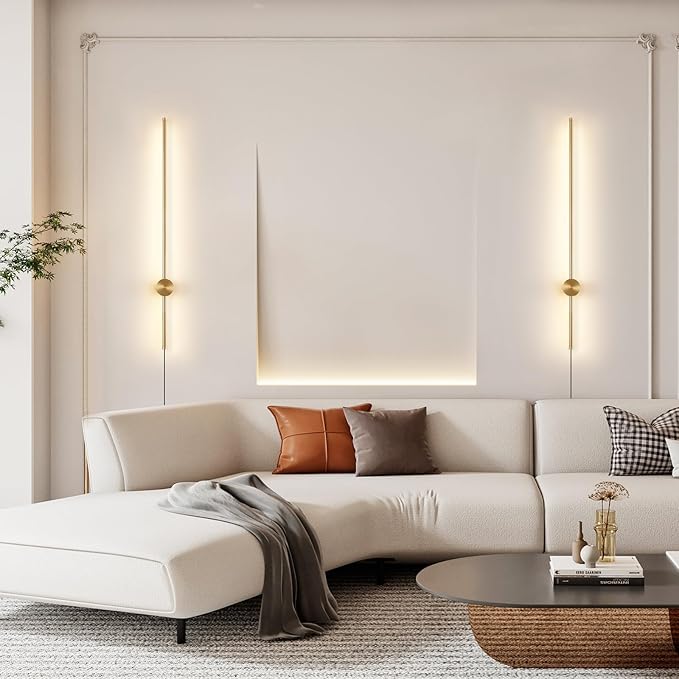 Dimmable Plug in Wall Sconce Set of 2, Adjustable Color Temperature Brightness