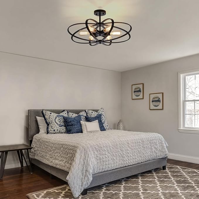 Semi Flush Mount Ceiling Light Fixture Chandelier 6-Light Kitchen Ceiling