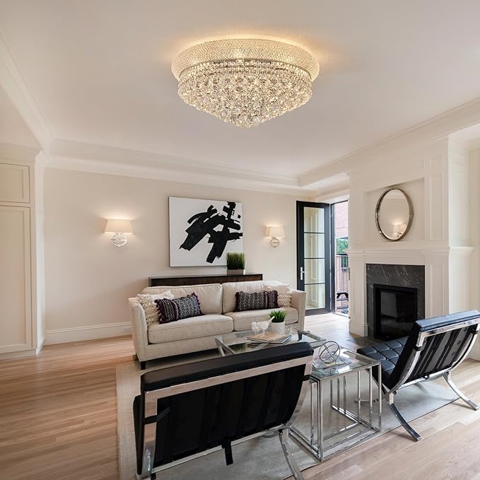 12-Light Crystal Flush Mount Chandelier Ceiling Light Fixture
