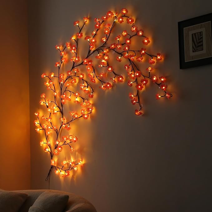 Cherry Blossom Lights with Remote, 7.5 Ft 144 Flowers Enchanted Willow Vine