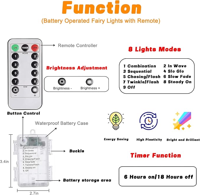 2 Pack 100LED Battery Operated Fairy Lights