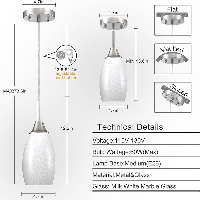 Mini Glass Pendant Light 4.72"
