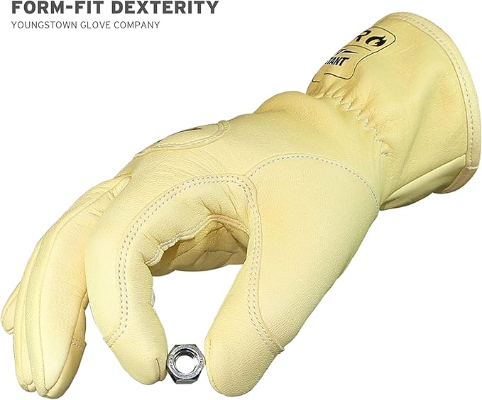 Youngstown Glove Leather Ground Utility Gloves for Men - Kevlar Lined - Cut, Puncture, Flame Resistant, Arc Rated, - Tan, XX-Large