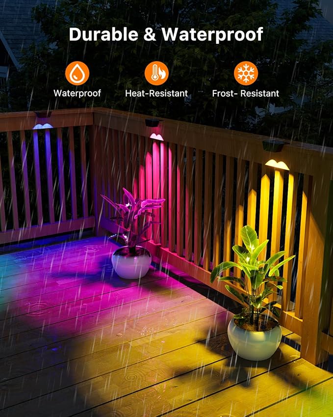 8 Pack Color Change Solar Fence Lights Outdoor
