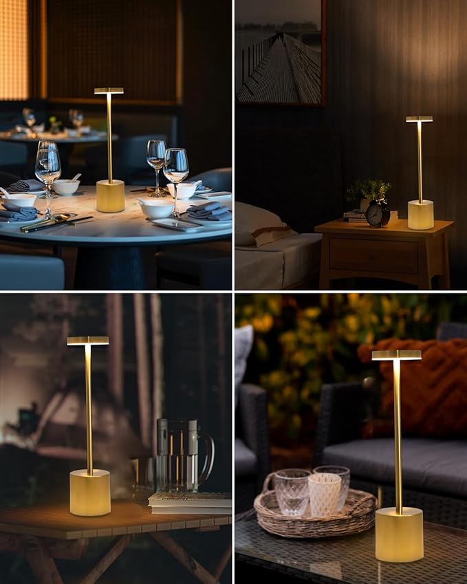 2 Pack LED Cordless Table Lamp, Portable 5000mAh Rechargeable Bedside Lamp
