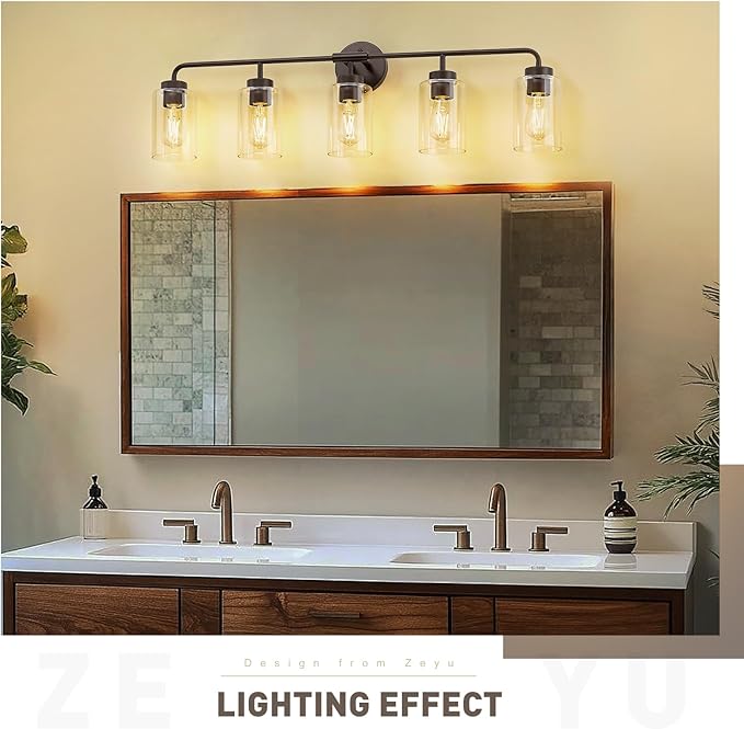 zeyu 36.9 Inch Bathroom Wall Light Fixtures, 5-Light Bathroom Vanity Light