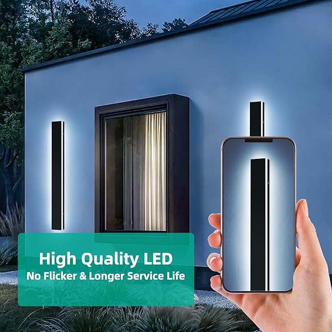 Upgrade Widened 2 Pack LED Outdoor Wall Sconce, 39.3inch Modern Wall Mount Light