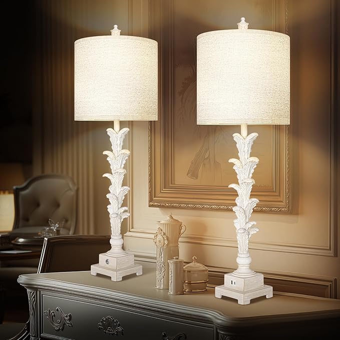 Vintage Table Lamps Set of 2, 3-Way Dimmable Touch Buffet Lamps