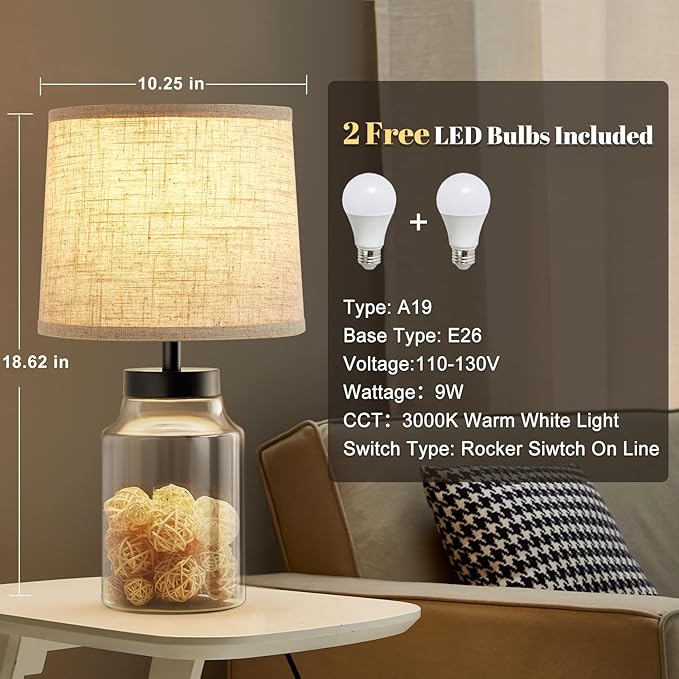GyroVu Table Lamp Set for Christmas Decorations, Fillable Table Lamp