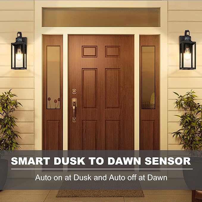 Pia Ricco Motion Sensor Outdoor Wall Lantern, Dusk to Dawn Lighting Sconce