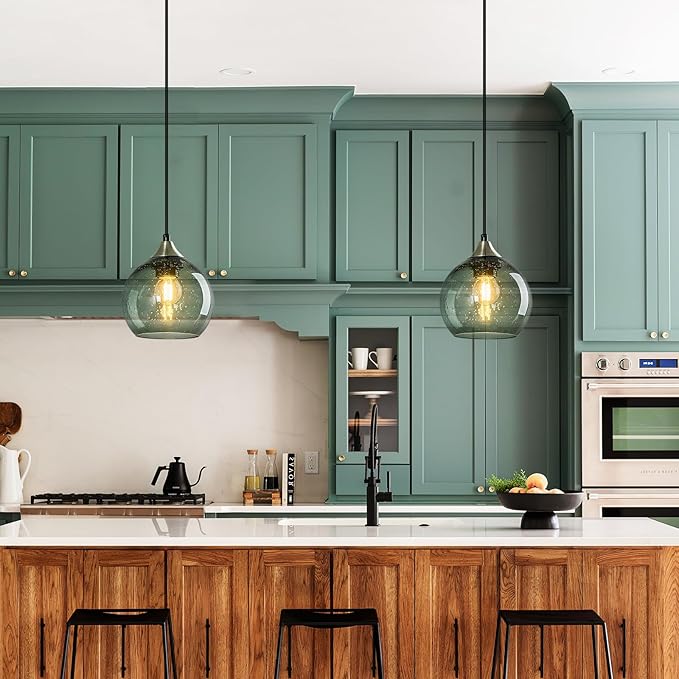 Gray Green Glass Pendant Lights Kitchen Island Lighting Globe Pendant Light