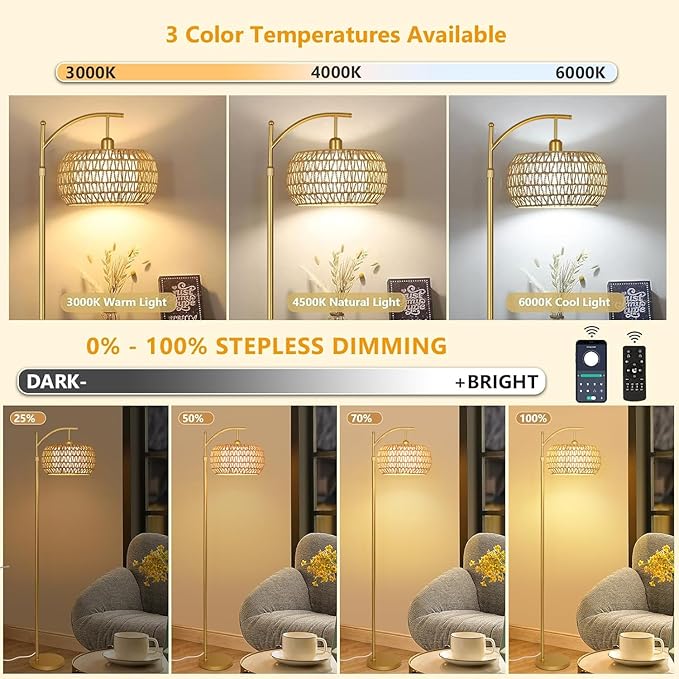 Gold Floor Lamp for Living Room