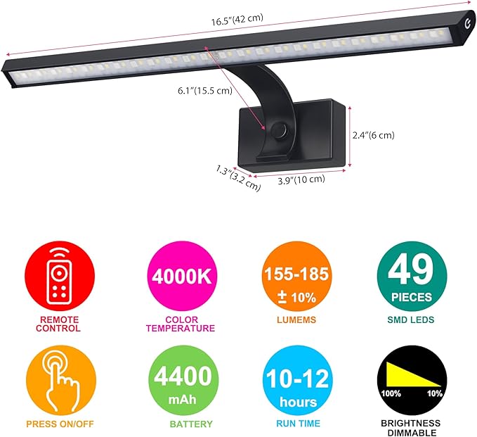 BIGMONAT 16inch Wireless LED Picture Light