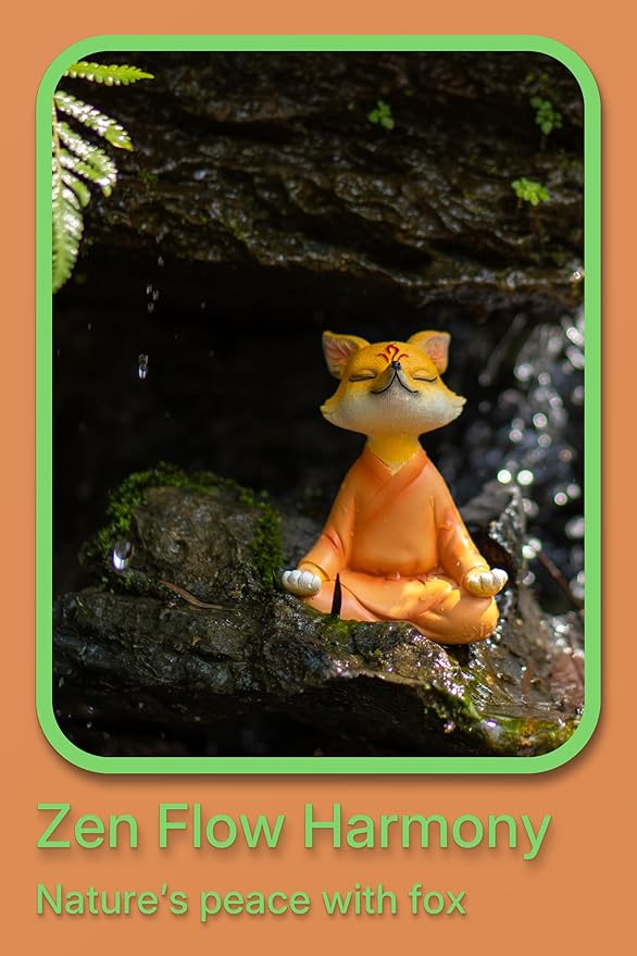 Zen Fox Figurine — Meditating Fox Buddha Statue for Home Decor, Living Room, Yoga & Meditation Accent, Shelf, Table, Desk Decor, Outdoor Garden Decor, Gifts for Women