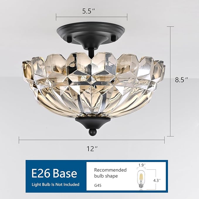 Semi Flush Mount Ceiling Light, 3-Light Kitchen Ceiling Lighting Fixtures