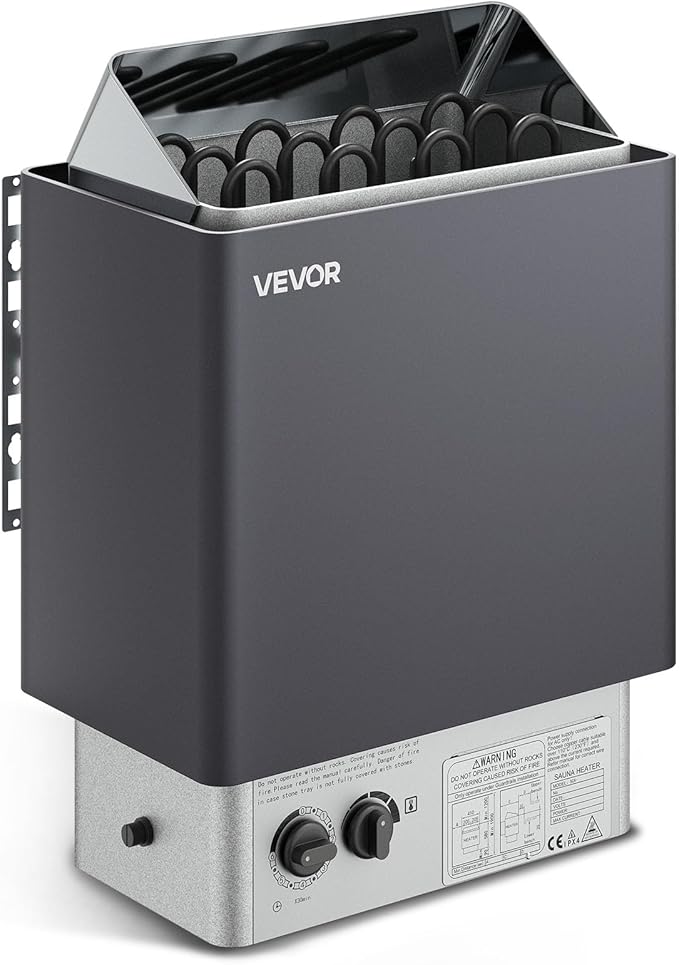 VEVOR Sauna Heater,220V Electric Sauna Stove, Steam Bath Sauna Heate 3h Timer and Adjustable Temp for Max. 176-318 Cubic Feet, Home Hotel Spa Shower Use (6KW) FCC Certification