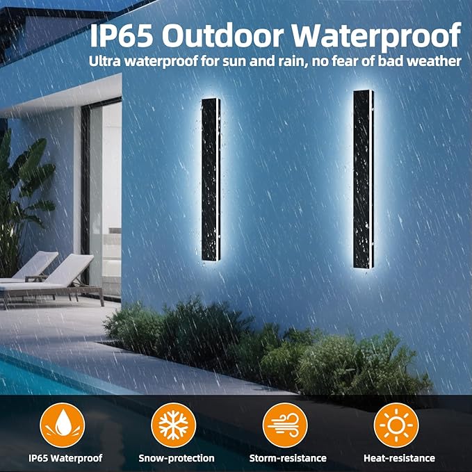 Upgrade Widened 2 Pack LED Outdoor Wall Sconce, 39.3inch Modern Wall Mount Light