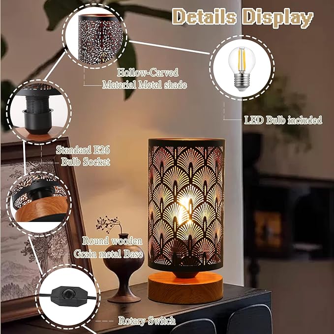 Small Industrial Table Lamps Dimmable, Bedside Lamps