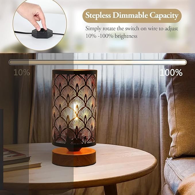 Small Industrial Table Lamps Dimmable, Bedside Lamps