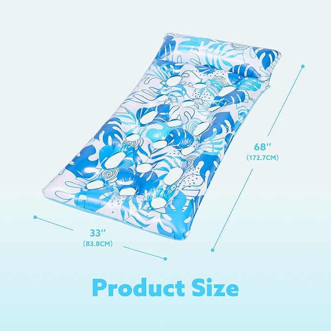 SLOOSH 2-Pack Inflatable Pool Floats Mat - XL Pool Floaties Adults Size with Headrest, Sun Tanning Raft Lake Beach Swimming Pool Party Toys Floating Lounge Above Water Keep Cool