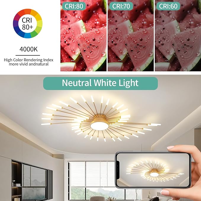 ziidoo Modern Ceiling Light, 42+1 Lights Metal Firework Designed Chic Led