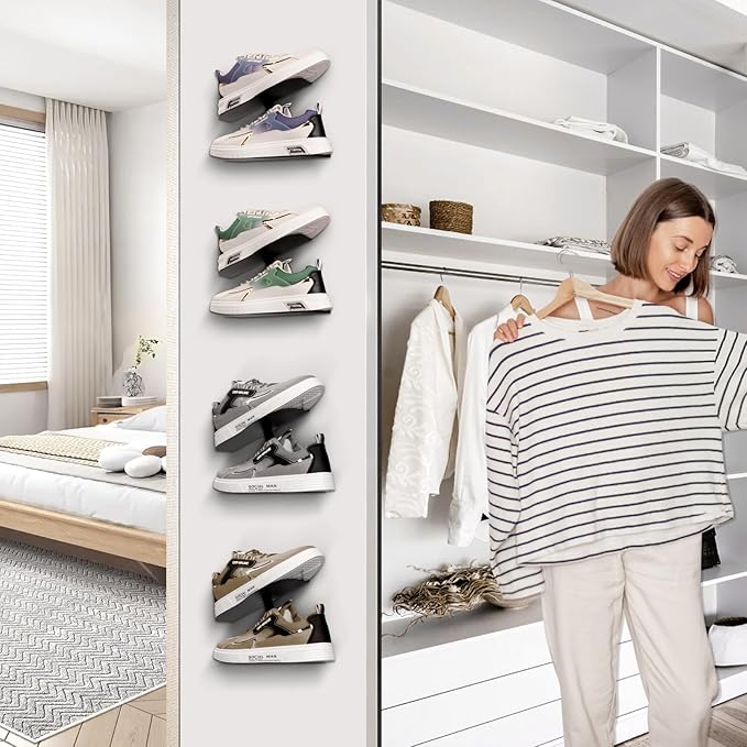 2 Pcs Floating Shoe Display Shelves, H-Type Sturdy Levitating Wall Shelf